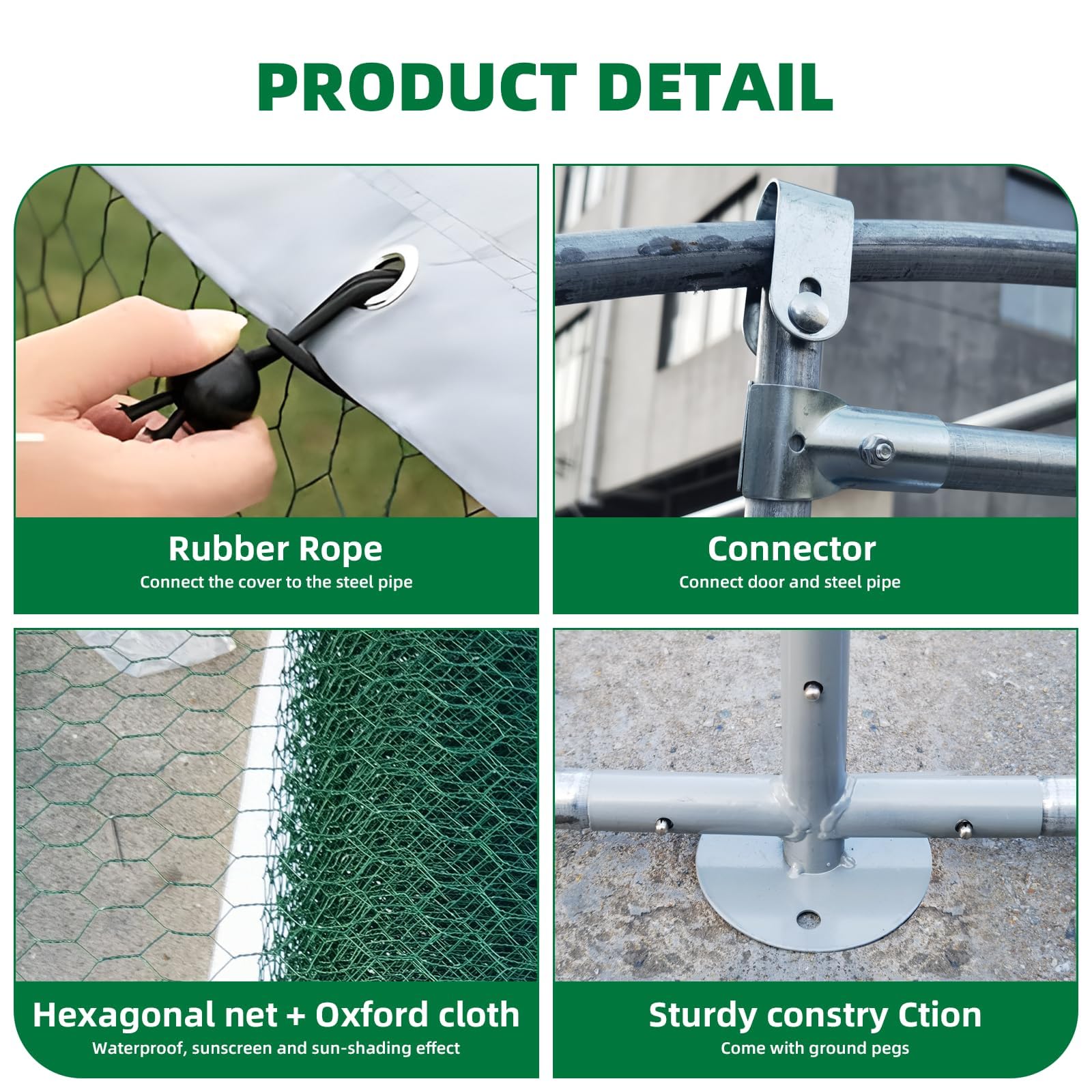 Pollaio in metallo Garvee Large 3 x 6 x 1.95 m – Tre scomparti, struttura in tubo di acciaio triplo rinforzato per giardino e fattoria