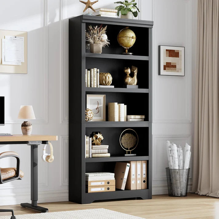 Garvee Libreria Rustica Alta 190,5 cm, 2-6 Ripiani Regolabili, MDF Robusta, Elegante, Antiribaltamento, Soggiorno e Studio, Neutro