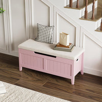 Panca contenitore Garvee con cuscino, cassapanca in legno da 39,4", 2 cerniere di sicurezza, soggiorno e camera da letto, truciolato, maniglie ergonomiche, coperchio ribaltabile, cassapanca grande, facile da montare