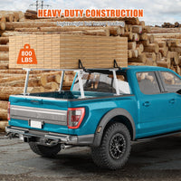 Portapacchi in alluminio per camion con scala Garvee, capacità 800 libbre, regolabile da 17 a 29 pollici, verniciato a polvere nero, per pick-up, kayak, tavola da surf