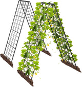 Garvee Set 2 Supporti per Piante a Forma A Regolabile Robusto Metallo Rivestito Orto Giardino 43-127cm Verde