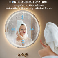 Specchio per il trucco illuminato Garvee, specchio da bagno rotondo da 50 cm con luce, specchio a LED con interruttore touch e vetro antideflagrante, specchio da bagno dimmerabile e antiappannamento con illuminazione