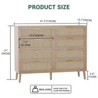 Cassettiera in rattan Garvee con 8 cassetti, spaziosa e robusta, per camera da letto e corridoio, colori naturali
