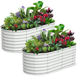 Garvee Letto Da Giardino Ovale In Acciaio Zincato 183x91x61cm Bianco Per Esterni E Orto - White