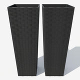 Garvee Set di 2 Vasi Alti per Piante da Esterno, 81,28 cm Rattan Rettangolare Nero, Giardino e Patio, 4 Fori di Drenaggio, Resistente alle Intemperie