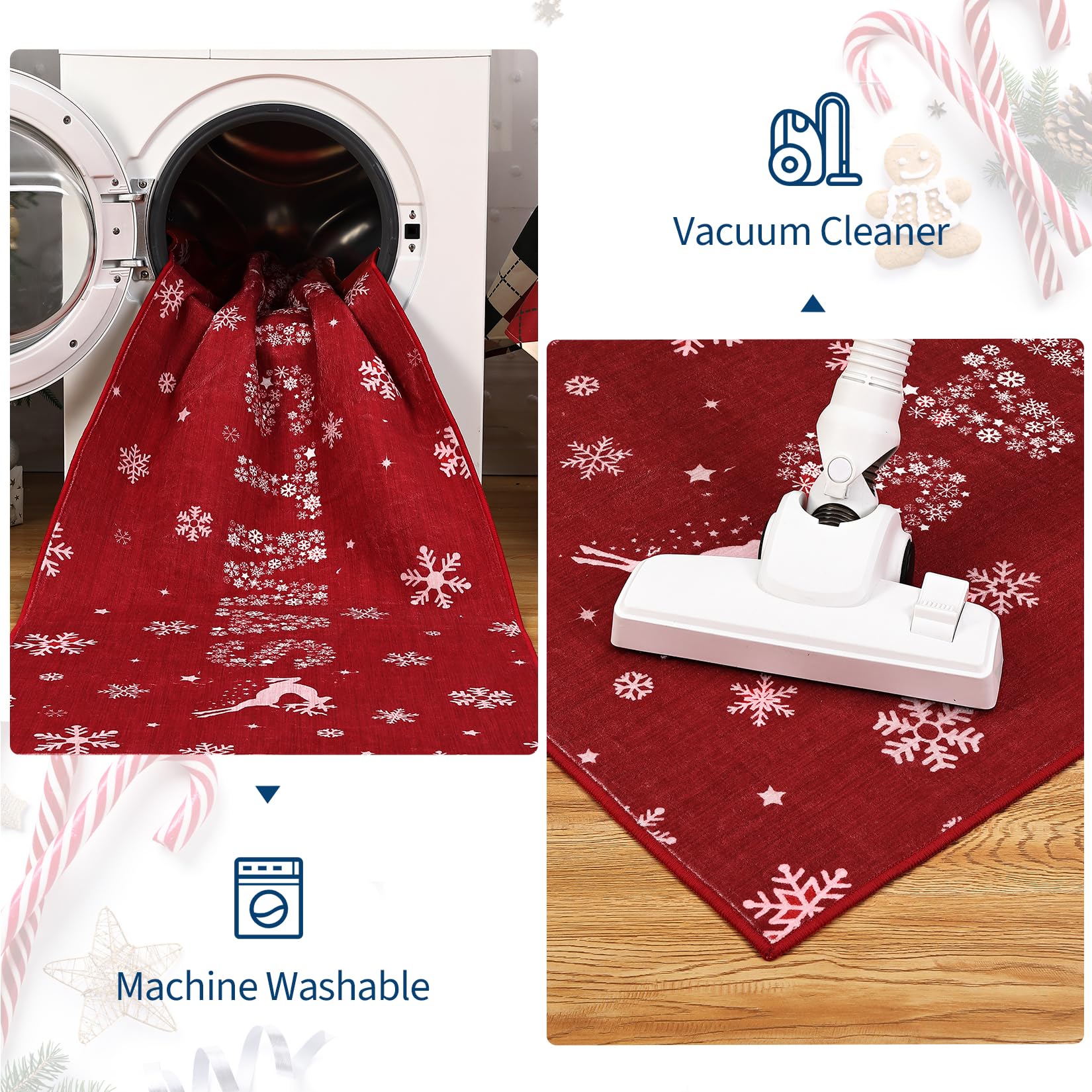 Tappeto per soggiorno Garvee, tappeto natalizio, motivo: alce rosso, lavabile, antiscivolo, per camera da letto, cucina, sala da pranzo, ufficio, 160x230 cm