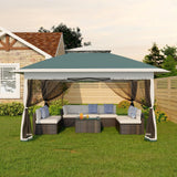 Garvee Gazebo Pop-Up 12x12 ft, Telaio Rinforzato, Tetto Impermeabile UV, Zanzariera Inclusa, Altezza Regolabile, Verde, Perfetto per Feste e BBQ - Green