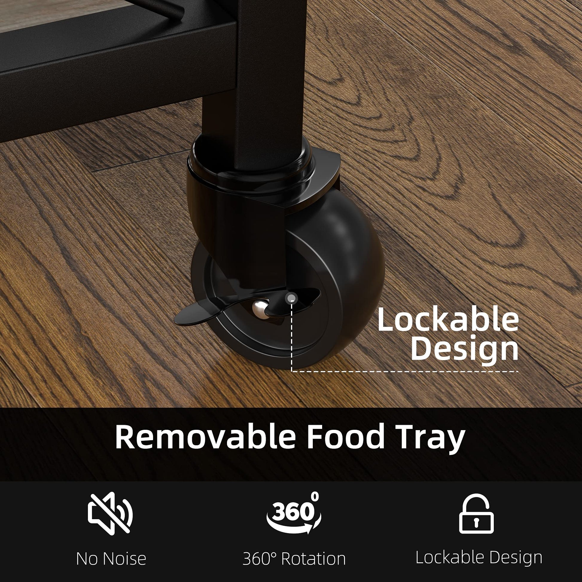 Carrello bar Garvee con 3 ripiani e portabottiglie, ruote con freni, vassoio rimovibile, metallo grigio, versatile per casa e feste