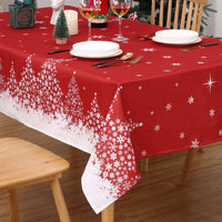 Tovaglia natalizia Garvee con motivo a fiocchi di neve e alberi, impermeabile, antipiega, rossa, 54x79 pollici, per vendita da pranzo e feste