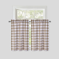 Tende piccole Garvee Buffalo Plaid in poliestere idrorepellente effetto lino per soggiorno, cucina, bagno, 28"x24" tortora