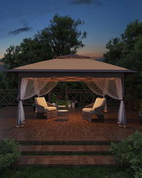 Gazebo pop-up Garvee 12x12 con zanzariera, resistente ai raggi UV, regolabile in 3 altezze, struttura in acciaio, 6 pannelli laterali, tasche per sabbia per giardino e campeggio, bianco
