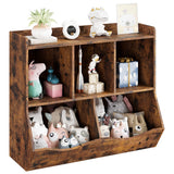 Libreria portaoggetti Garvee con 3 ripiani e 2 contenitori ribaltabili per cameretta e sala giochi, in legno, antiribaltamento, marrone, 91,4 cm di lunghezza x 29,2 cm di larghezza x 80 cm di altezza - 