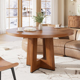 Garvee Tavolo da Pranzo Rotondo 119 cm per 4-6 Persone, Bordo Rinforzato, Base Solida, MDF, Minimalista, Multiuso, Cucina e Soggiorno, Bianco