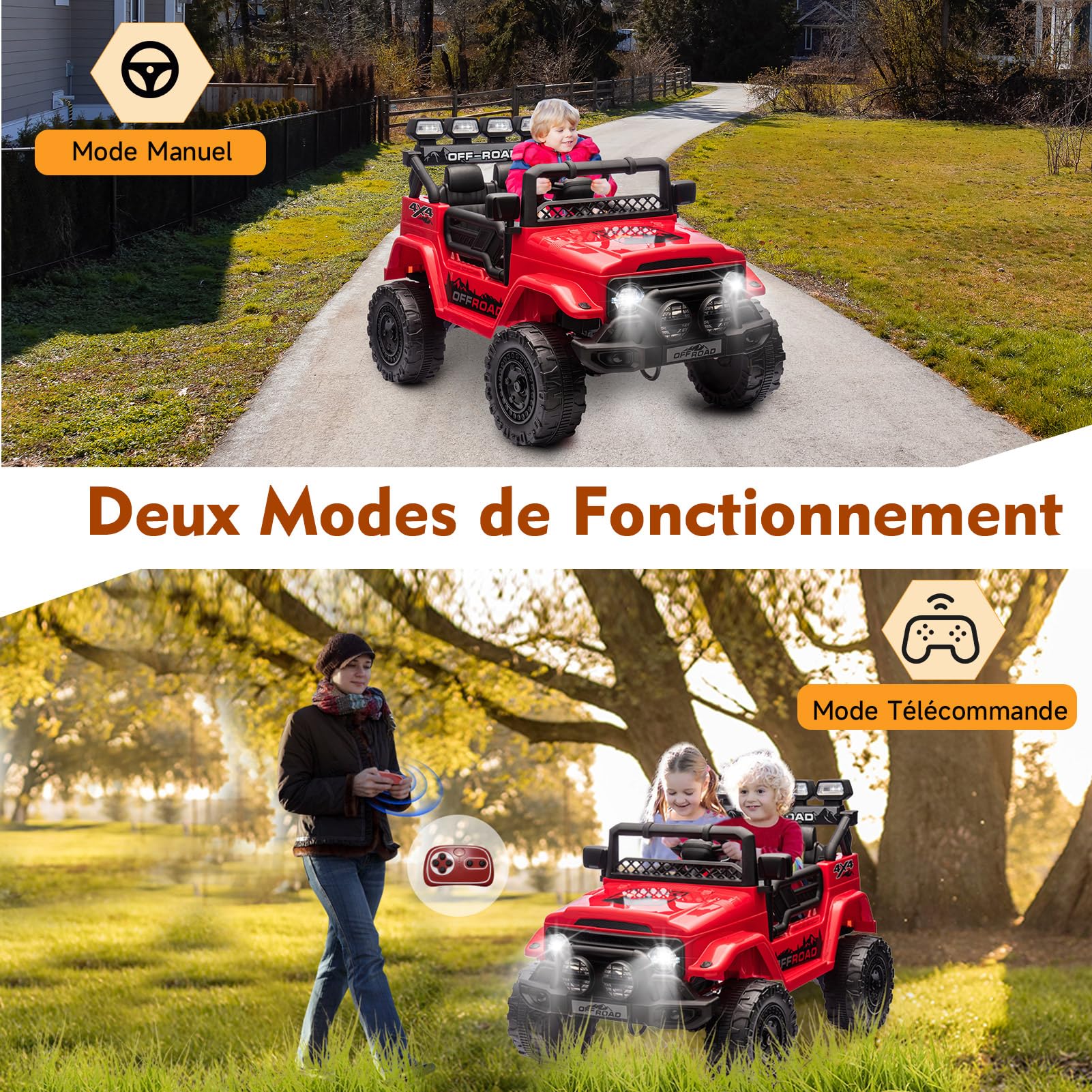 Garvee 12V Auto elettrica per bambini rossa con LED, musica Bluetooth per feste in giardino e attività all'aperto