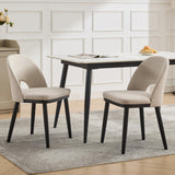 Set di 2 sedie da pranzo in legno Garvee, moderne, imbottite, schienale alto, in tessuto, robuste, comode, beige, per cucina e bar, 46 cm di profondità x 52 cm di larghezza x 77 cm di altezza - beige
