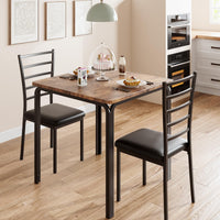 Set da pranzo Garvee da 3 pezzi per 2 persone con sedie imbottite, MDF e metallo, salvaspazio per cucina e ufficio, design moderno, robusto, nero