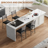 Set di 4 sgabelli da bar Garvee comodi in similpelle con schienale in legno e gambe in metallo per cucina e sala da pranzo, grigio, ergonomico, moderno