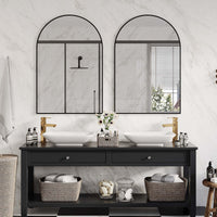 Specchio da parete ad arco Garvee 30x40" con cornice in metallo ad arco, lente antideflagrante, specchio da bagno in lega di alluminio nero