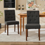 Set di 2 sedie da pranzo imbottite Garvee - Design moderno Parsons, lino morbido, gambe in legno robusto, comfort ergonomico, leggerezza, sala da pranzo e bar - nero