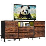 Garvee Sideboard TV LED Moderno Con 8 Cassetti, Illuminazione Integrata, Marrone, 160x35x68cm, Soggiorno E Camera Da Letto - Braun