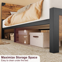 Garvee Letto King Size con Testiera in Legno, Contenitore Sotto Letto, Gambe in Metallo, Marrone Rustico, Camera da Letto, 82x78.7x37.4 in