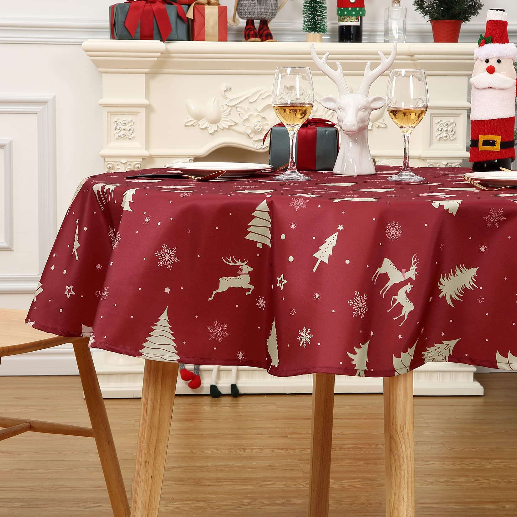 Tovaglia natalizia rotonda GARVEE 152 cm impermeabile lavabile color oro per decorazioni festive per feste, cucina, sala da pranzo