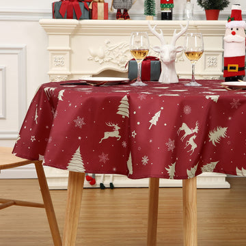 Tovaglia natalizia rotonda GARVEE 152 cm impermeabile lavabile color oro per decorazioni festive per feste, cucina, sala da pranzo