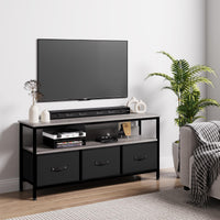 Mobile porta TV Garvee da 55 pollici con cassetti in tessuto e piedini regolabili per soggiorno e camera da letto, grigio, robusto legno MDF