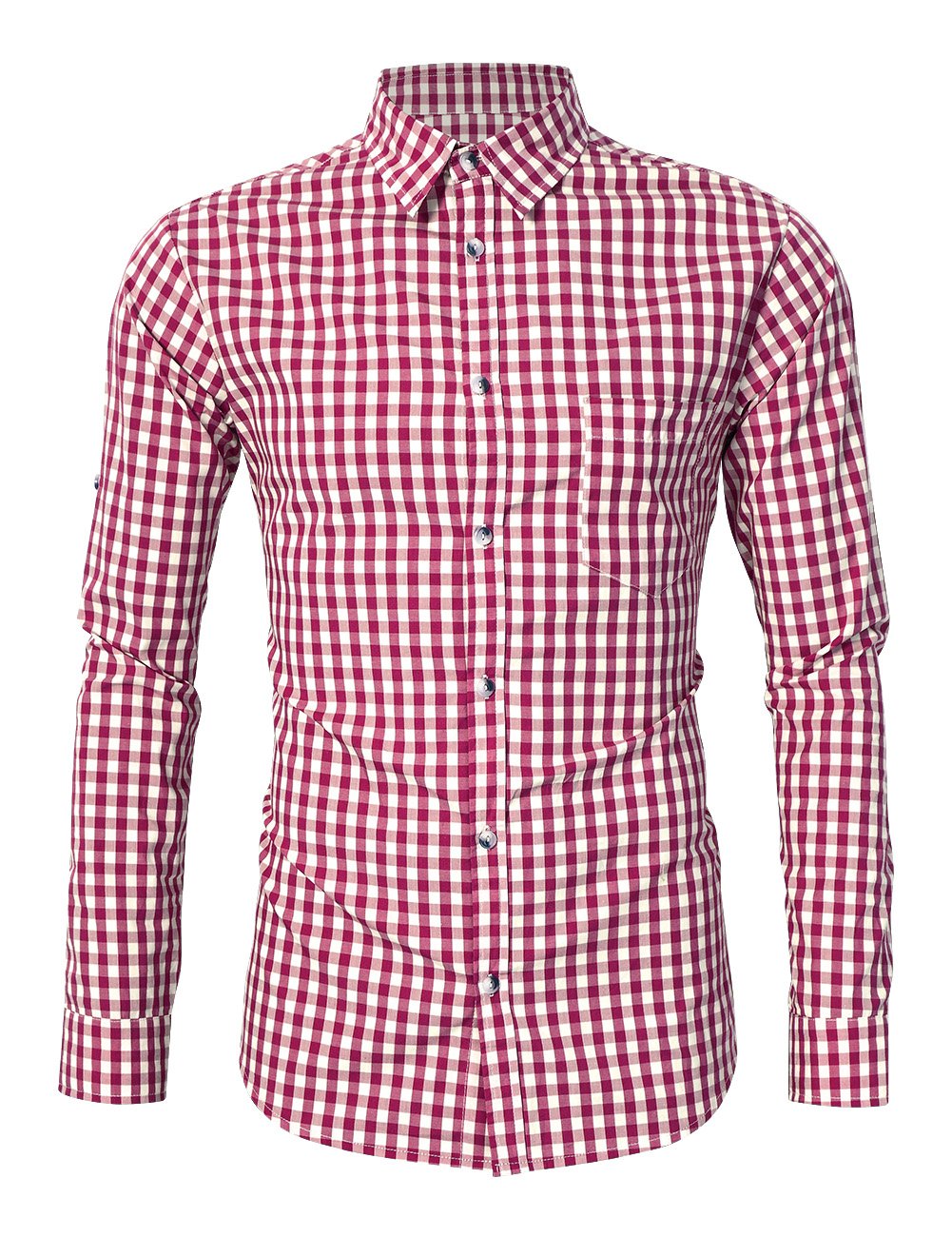 Camicia da uomo Garvee Slim Fit, tradizionale camicia a quadri per l'Oktoberfest, varie taglie, rosso e blu