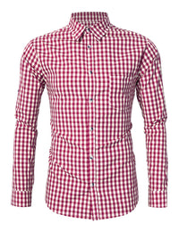 Camicia da uomo Garvee Slim Fit, tradizionale camicia a quadri per l'Oktoberfest, varie taglie, rosso e blu