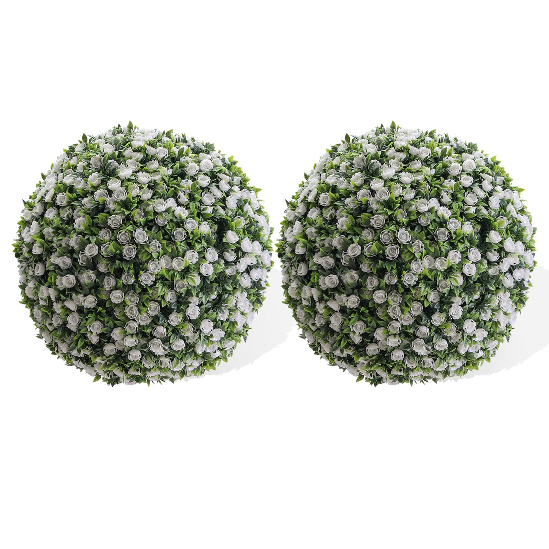 Garvee, sfere di fiori artificiali da 15 pollici, set da 2, resistenti alle intemperie, senza manutenzione, materiale PE, per decorazioni da giardino e matrimoni, verde