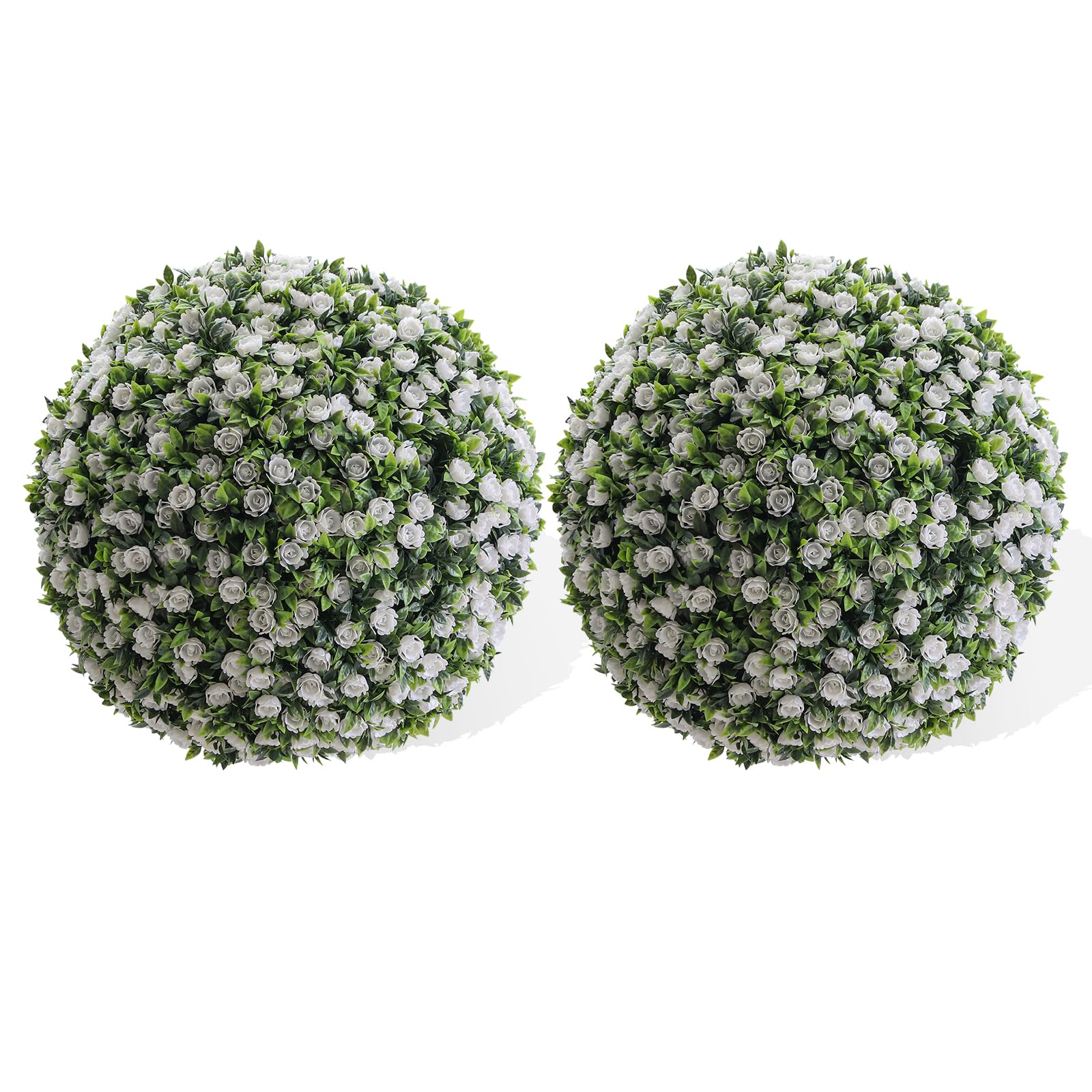 Garvee, sfere di fiori artificiali da 15 pollici, set da 2, resistenti alle intemperie, senza manutenzione, materiale PE, per decorazioni da giardino e matrimoni, verde