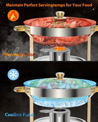 Garvee 5QT Set da 6 pezzi in acciaio inox Chafing Dish Buffet con coperchio e supporto per catering e matrimoni, impilabile, argento