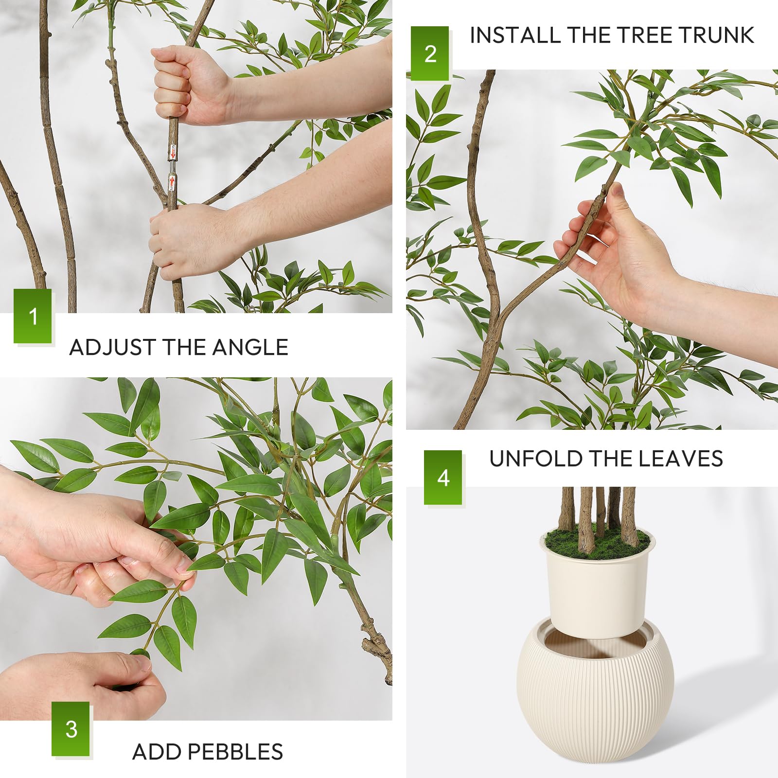 Pianta artificiale da interno Garvee, albero Nandina da 2,1 m con vaso bianco, realistica, facile da pulire, in plastica, decorazione per soggiorno e ufficio