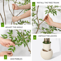 Pianta artificiale da interno Garvee, albero Nandina da 2,1 m con vaso bianco, realistica, facile da pulire, in plastica, decorazione per soggiorno e ufficio