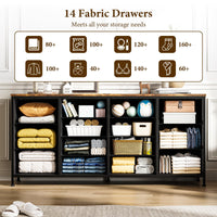 Mobile TV Garvee da 63" per TV da 65-75", 14 cassetti, tessile e legno, camera da letto e soggiorno, protezione antiribaltamento, alimentazione elettrica