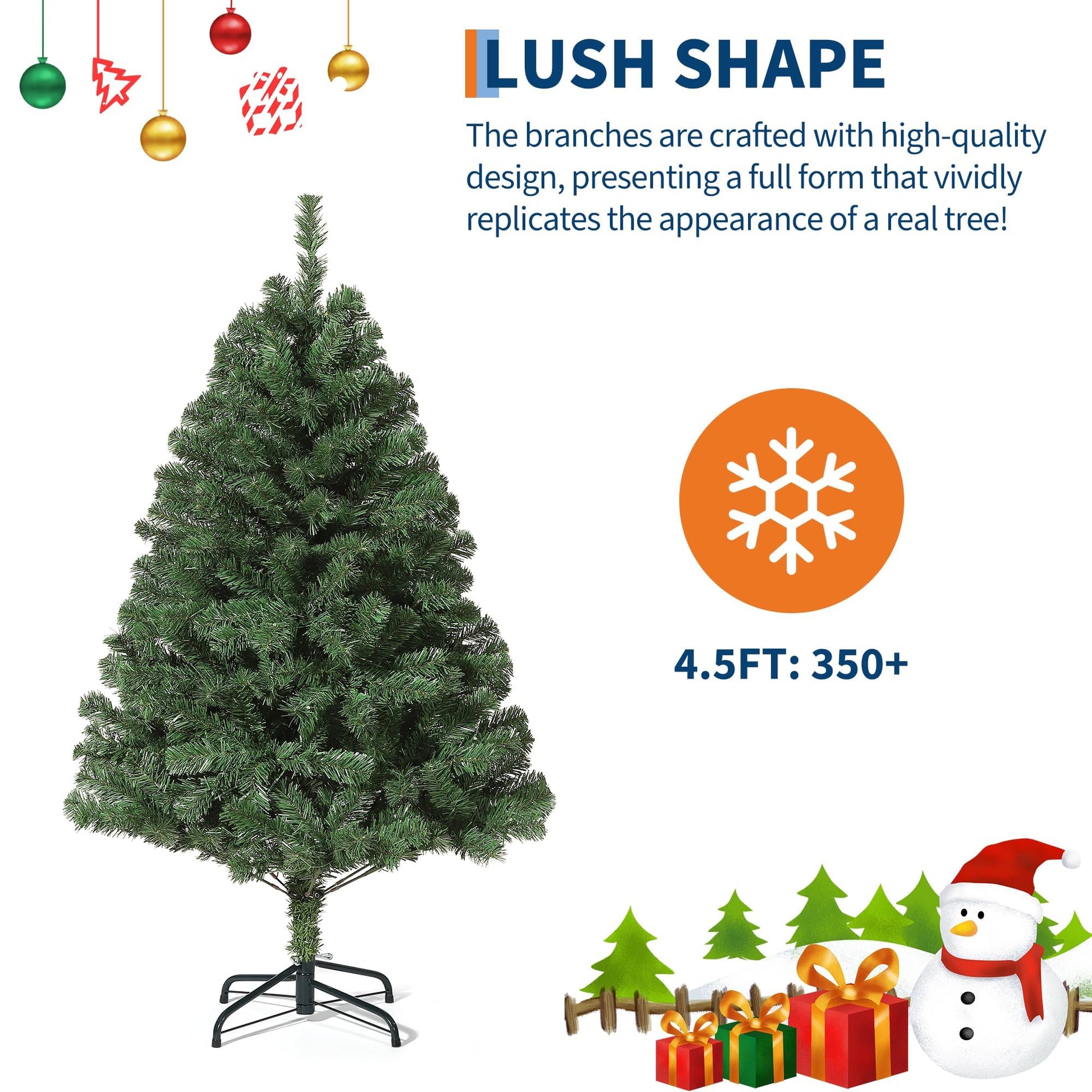 Albero di Natale Artificiale Garvee 140 cm - Effetto Abete Fraser, 250 Luci Multicolori 9 Modalità, Rami Incernierati Verde