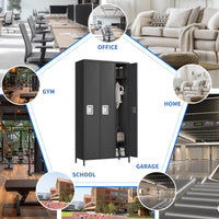 Armadietto per dipendenti Garvee, 3 ante, in metallo con serratura a combinazione, per ufficio e palestra, 72"H x 15,7"W x 35,4"D, grigio