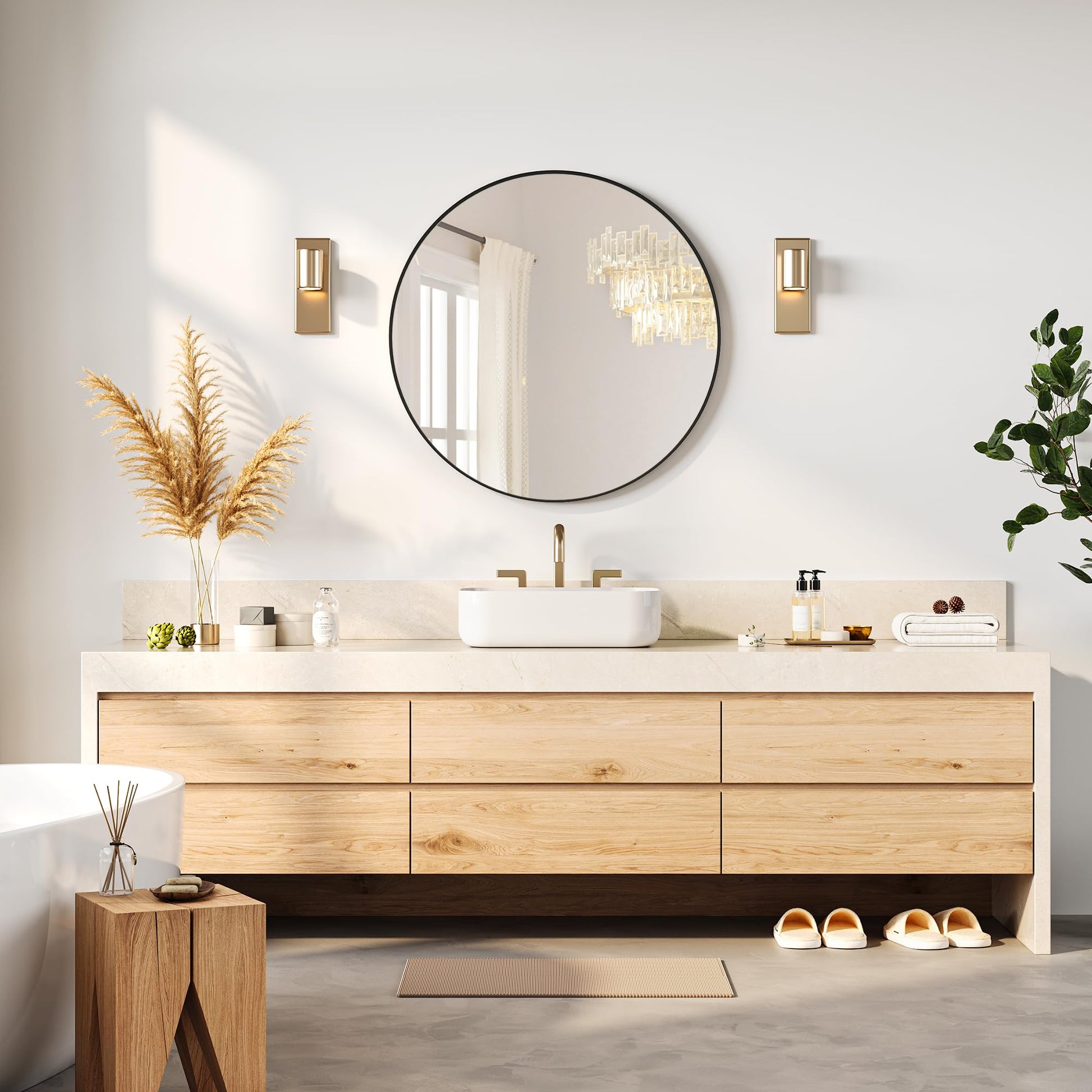 Specchio da parete rotondo nero Garvee da 30 pollici con cornice in metallo, moderno, antiruggine e antipolvere, per bagno, soggiorno, camera da letto
