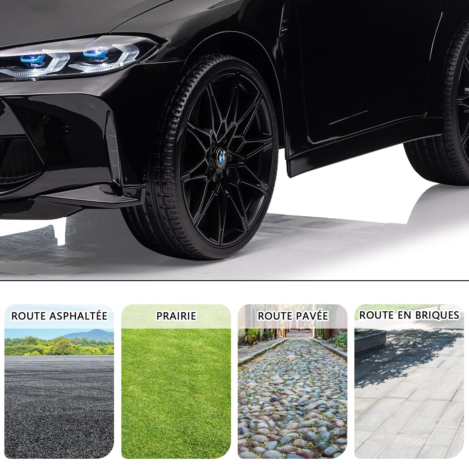 Garvee Kids Electric Car 12V con licenza BMW M4 con telecomando 2.4G, USB, musica LED, stabile, sicura, multicolore