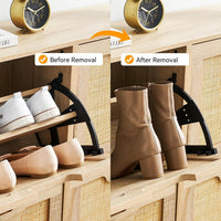 Garvee Scarpiera Stretta con 4 Ante per Corridoio e Ingresso 100x24x88 cm Rattan Marrone