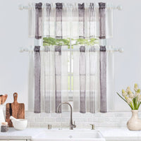 Tende trasparenti per scale da cucina Garvee, tende corte trasparenti in filo tinto a righe per finestre da bagno, viola, 27" x 30", 2 pannelli