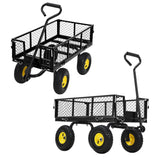 Carrello da Giardino Garvee in Acciaio 272 kg, Manico Girevole 180°, Lati Rimovibili, Pneumatici 25,4 cm - Fattoria e Giardino Resistente