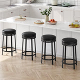 Garvee 24'' Set di 4 sgabelli da bar girevoli in similpelle con struttura in metallo e poggiapiedi neri per isola da cucina e bar moderni - Nero