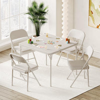 Tavolo pieghevole Garvee da 33,6 pollici con cuscino in PU, struttura in metallo, antiscivolo, per ufficio e campeggio, beige, versatile