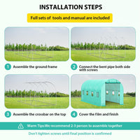 Serra a tunnel Garvee da 7x15x7 piedi con tubo zincato, porta avvolgibile completamente apribile, 8 finestre a rete, ampia base per giardino esterno verde