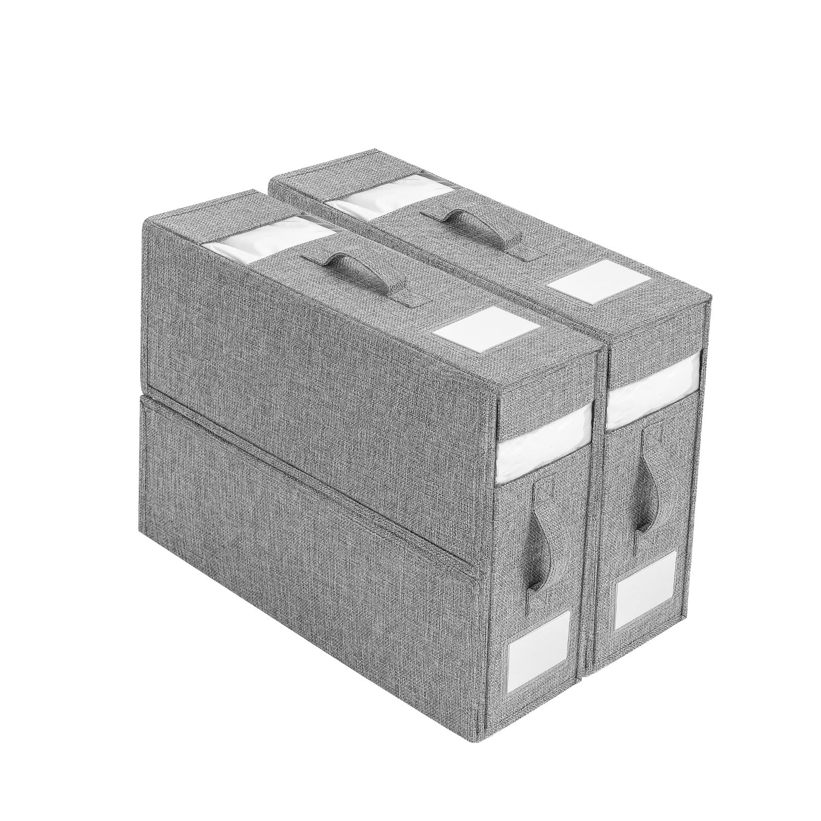 Garvee, contenitore sottoletto da 2 pezzi con coperchio, organizer per biancheria da letto, grigio, versatile, antipolvere, robusto, grande