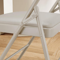 Garvee Set di 4 sedie pieghevoli con cuscini, in similpelle, beige, per uso interno ed esterno, leggere, pieghevoli, supportano fino a 350 libbre