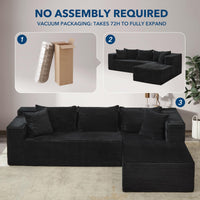 Divano angolare modulare Garvee Cloud 106" a forma di L, nero, divano letto oversize, soggiorno, seduta profonda, comodo e soffice, non richiede montaggio.