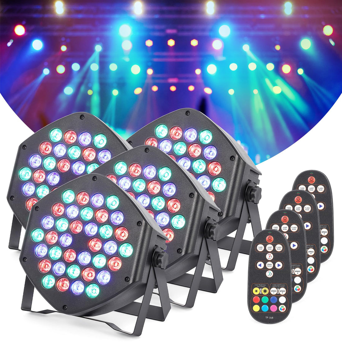 Luci da palco LED RGB ricaricabili Garvee, 36 LED, 7 modalità, telecomando, controllo DMX, flessibili per DJ, discoteca, feste, bar, Halloween, Natale